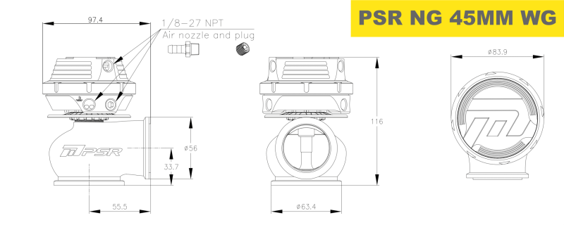 Pulsar New Gen Wastegate 45mm V-Band