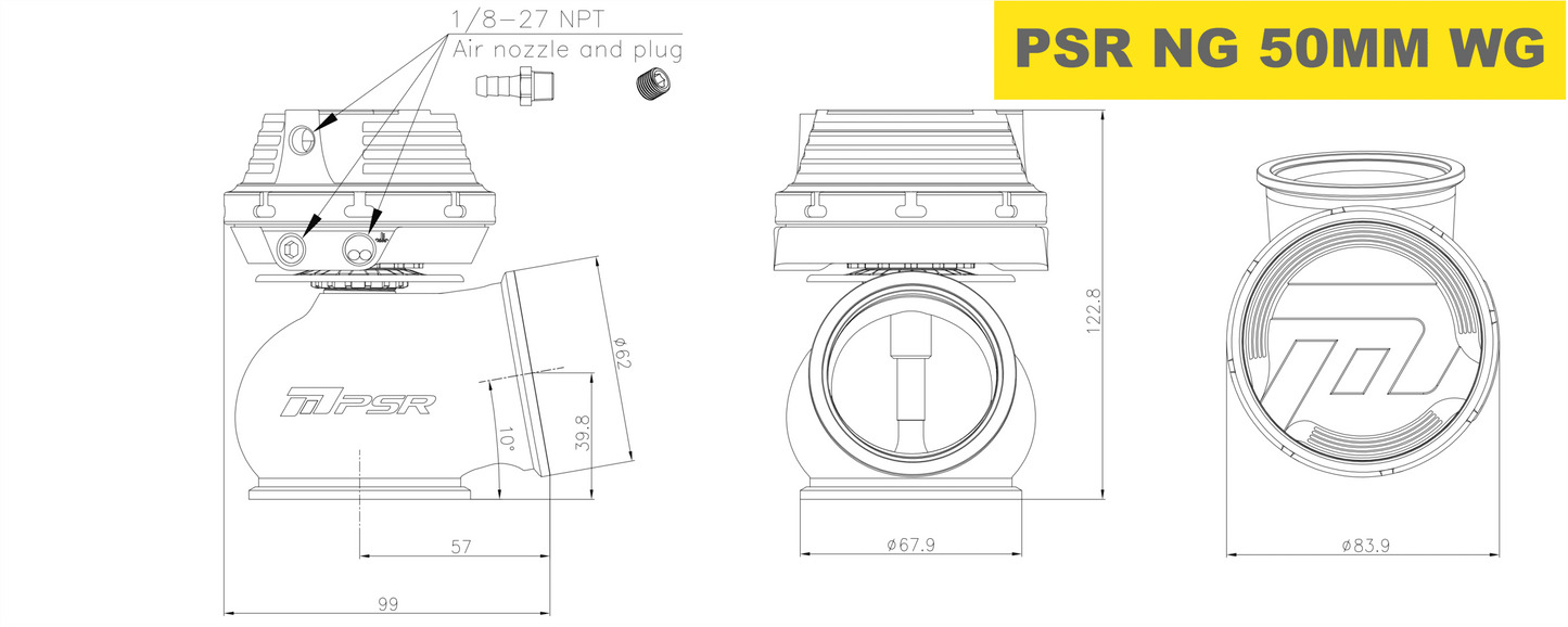 Pulsar New Gen Wastegate 50mm V-Band